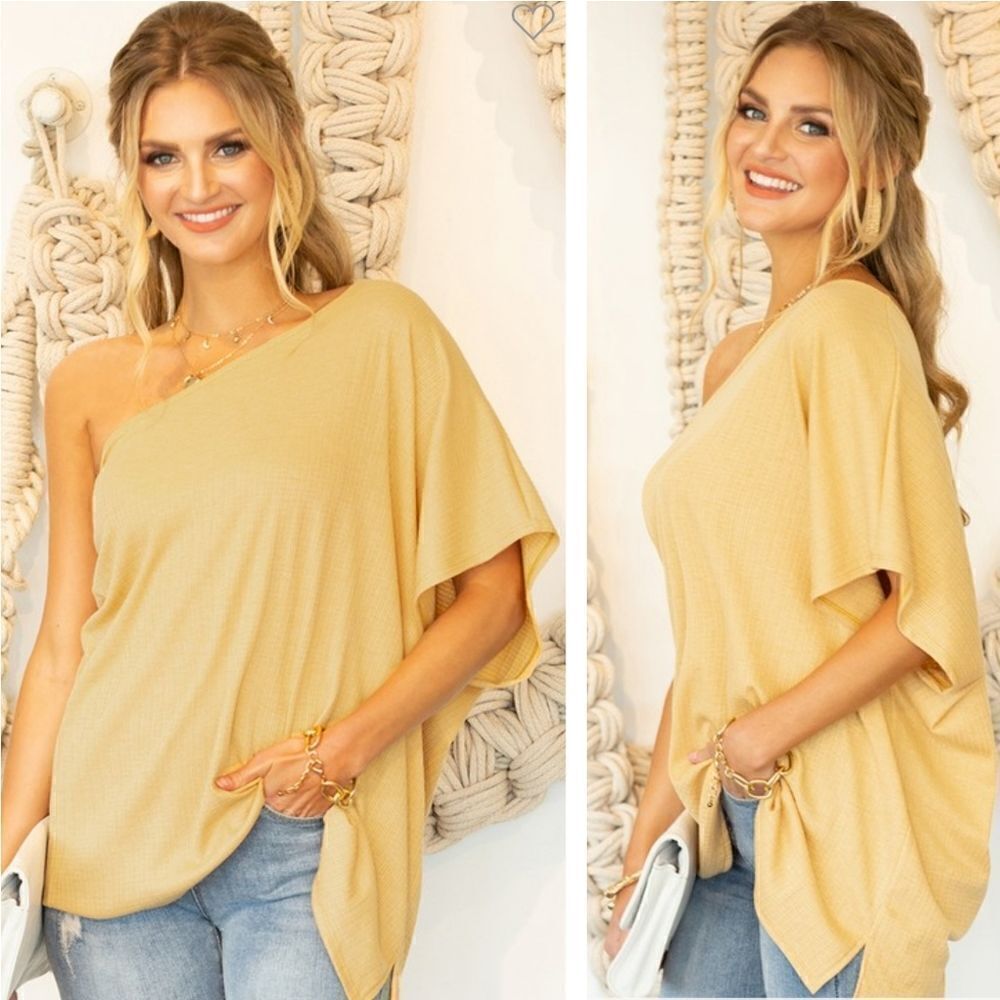 One shoulder draped top